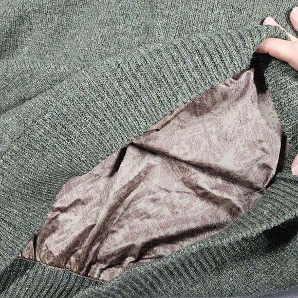 Vintage Cabelas Sweater Mens L XCR Wool Pullover Green Elbow Patch Lined Hunting - Picture 4 of 11